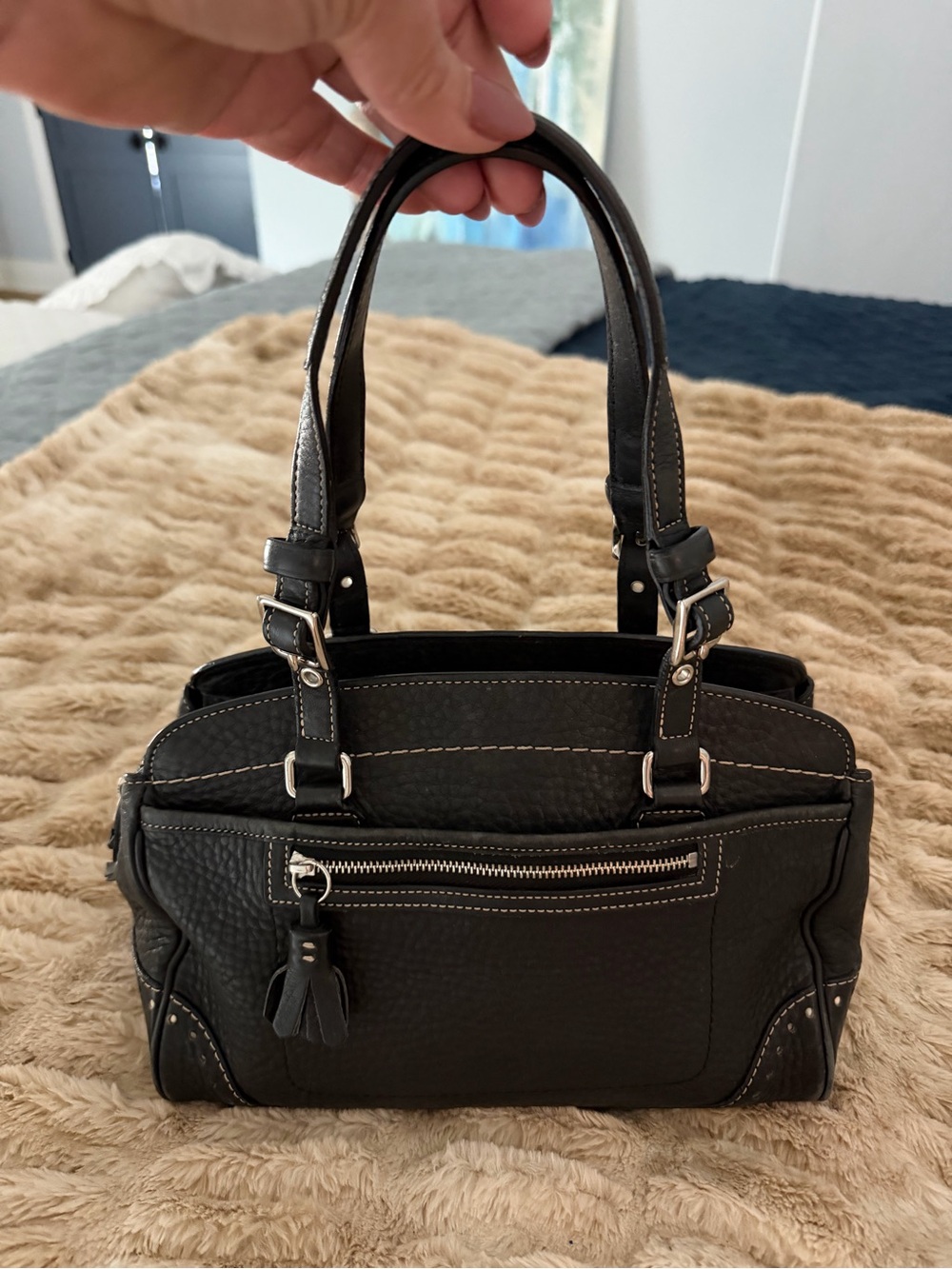 Vintage Coach Hampton 5031 Black Pebbled Leather Satchel Y2K